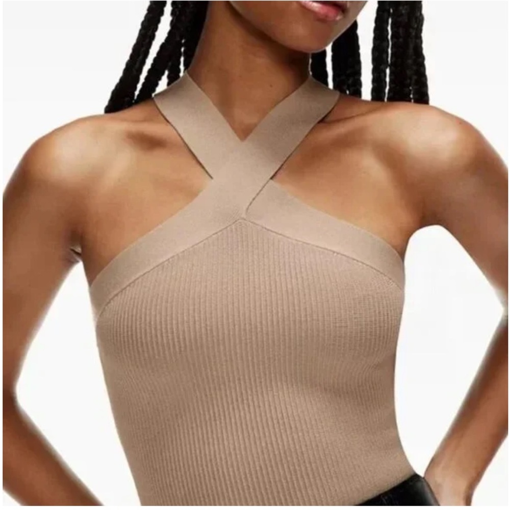 Taupe cross tank top